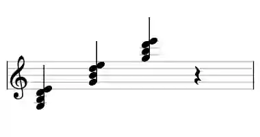 Sheet music of G 6 in three octaves